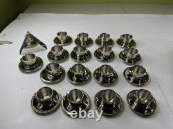 Lot 17 PRODOTTI STELLA Italy GOLD SILVER Stainless Steel Espresso Cups/Saucers