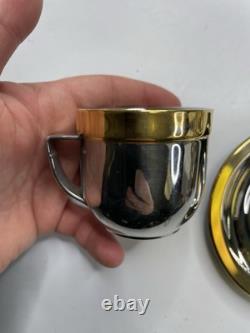 Lot 17 PRODOTTI STELLA Italy GOLD SILVER Stainless Steel Espresso Cups/Saucers