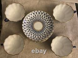 Lot Of 13 (?) Emperial Russia China Tea Set Cobalt Gold 4 Cups 6 Saucers, Etc