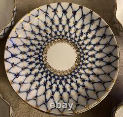 Lot Of 13 (?) Emperial Russia China Tea Set Cobalt Gold 4 Cups 6 Saucers, Etc