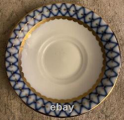 Lot Of 13 (?) Emperial Russia China Tea Set Cobalt Gold 4 Cups 6 Saucers, Etc