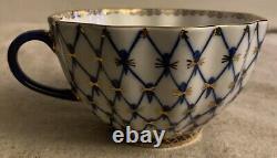 Lot Of 13 (?) Emperial Russia China Tea Set Cobalt Gold 4 Cups 6 Saucers, Etc