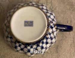 Lot Of 13 (?) Emperial Russia China Tea Set Cobalt Gold 4 Cups 6 Saucers, Etc