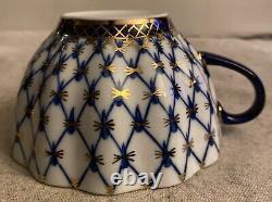 Lot Of 13 (?) Emperial Russia China Tea Set Cobalt Gold 4 Cups 6 Saucers, Etc