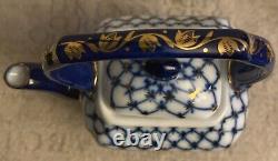 Lot Of 13 (?) Emperial Russia China Tea Set Cobalt Gold 4 Cups 6 Saucers, Etc