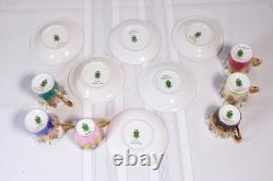Lot Of six Vintage Bavaria Gold Encrusted Demitasse Cup & Saucer Sets, Romantic