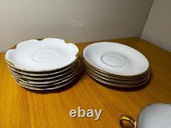 Lot of 10 Limoges France Tea Cups & Saucers Elite Works + Haviland Gold Trim
