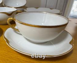 Lot of 10 Limoges France Tea Cups & Saucers Elite Works + Haviland Gold Trim