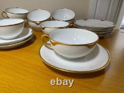 Lot of 10 Limoges France Tea Cups & Saucers Elite Works + Haviland Gold Trim