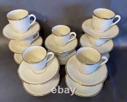 Lot of 12 LENOX MANSFIELD DEMITASSE CUPS & SAUCERS BONE CHINA GOLD RIM