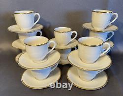 Lot of 12 LENOX MANSFIELD DEMITASSE CUPS & SAUCERS BONE CHINA GOLD RIM