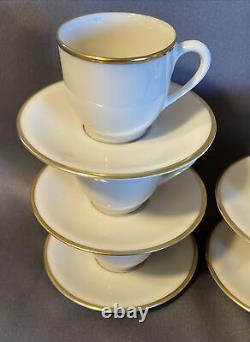 Lot of 12 LENOX MANSFIELD DEMITASSE CUPS & SAUCERS BONE CHINA GOLD RIM