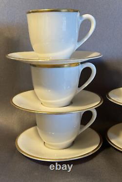 Lot of 12 LENOX MANSFIELD DEMITASSE CUPS & SAUCERS BONE CHINA GOLD RIM