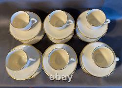 Lot of 12 LENOX MANSFIELD DEMITASSE CUPS & SAUCERS BONE CHINA GOLD RIM