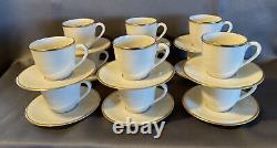 Lot of 12 LENOX MANSFIELD DEMITASSE CUPS & SAUCERS BONE CHINA GOLD RIM