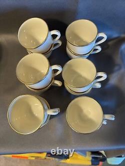 Lot of 12 LENOX MANSFIELD DEMITASSE CUPS & SAUCERS BONE CHINA GOLD RIM