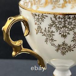 Lot of 5 Antique Limoges France Gold Floral Pedestal Demitasse Cup & Saucer Sets