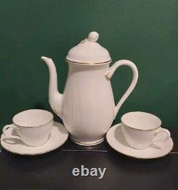 Louisenburg Gold VILLEROY & BOCH white and gold coffee set pot two cups saucers