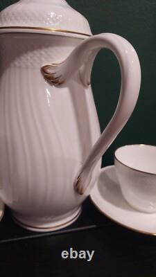 Louisenburg Gold VILLEROY & BOCH white and gold coffee set pot two cups saucers