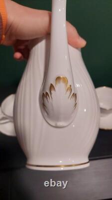 Louisenburg Gold VILLEROY & BOCH white and gold coffee set pot two cups saucers