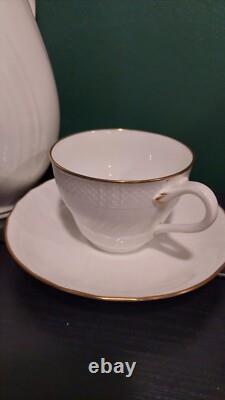 Louisenburg Gold VILLEROY & BOCH white and gold coffee set pot two cups saucers