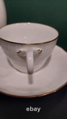 Louisenburg Gold VILLEROY & BOCH white and gold coffee set pot two cups saucers