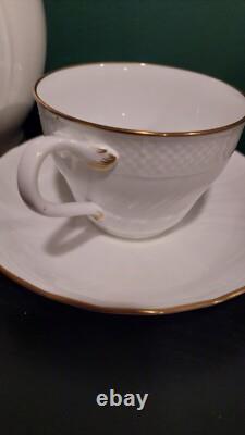 Louisenburg Gold VILLEROY & BOCH white and gold coffee set pot two cups saucers