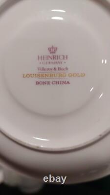 Louisenburg Gold VILLEROY & BOCH white and gold coffee set pot two cups saucers