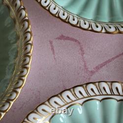 Lovely 4 Royal Crown Derby Coffee Cups & Saucers Set Green & Gilded Rim Great