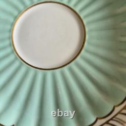 Lovely 4 Royal Crown Derby Coffee Cups & Saucers Set Green & Gilded Rim Great
