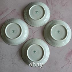 Lovely 4 Royal Crown Derby Coffee Cups & Saucers Set Green & Gilded Rim Great