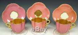 Lovely Bavaria Coral Pink & Gold Demitasse Cups & Saucers