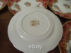 Lovely Vintage Paragon Floral Red Pink Honiton Gilded Double Warrant 18 Pieces