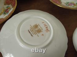 Lovely Vintage Paragon Floral Red Pink Honiton Gilded Double Warrant 18 Pieces