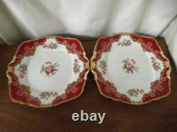 Lovely Vintage Paragon Floral Red Pink Honiton Gilded Double Warrant 18 Pieces