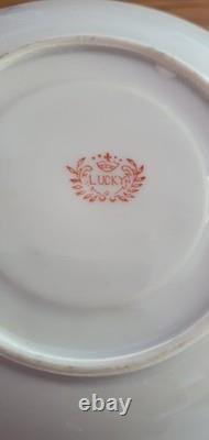 Lucky Dragon Porcelain Tea Set White/Blue/Gold Teapot Cups Saucers Creamer