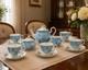 Luxury Blue Floral Fine China Tea Set Gold Trim Porcelain Tea Service Gift Set