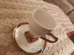 Luxury Coffee Cups Set Gold White Porcelain Tea Espresso Cups 12PCS Gift