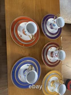 Luxury Porcelain Coffee Set Joseph Nigg Vienna Academy Edition Gilded Colourful