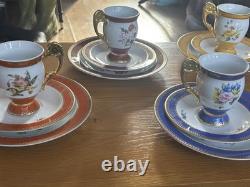 Luxury Porcelain Coffee Set Joseph Nigg Vienna Academy Edition Gilded Colourful