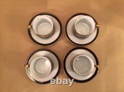 Lynn Chase Jaguar Jungle (4) Demitasse Cups & Saucers 24k Gold Trim Vgc