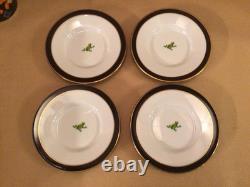 Lynn Chase Jaguar Jungle (4) Demitasse Cups & Saucers 24k Gold Trim Vgc