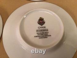 Lynn Chase Jaguar Jungle (4) Demitasse Cups & Saucers 24k Gold Trim Vgc