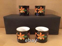 Lynn Chase Jaguar Jungle (4) Demitasse Cups & Saucers 24k Gold Trim Vgc