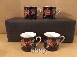Lynn Chase Jaguar Jungle (4) Demitasse Cups & Saucers 24k Gold Trim Vgc