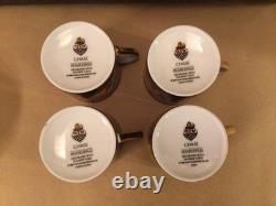 Lynn Chase Jaguar Jungle (4) Demitasse Cups & Saucers 24k Gold Trim Vgc