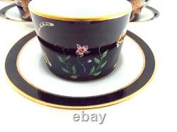 Lynn Chase Jaguar Jungle Set Of Six Porcelain Cups And Saucers Black Gold Jaguar