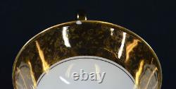 MCM Coffee Tea Set of 6 Plates & Cups/Saucers Mixed Colors w Gold Flowers (ECK)