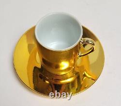MCM Vintage 24K Gold Porcelain Demitasse Cup & Saucer Paper Label Made in Japan