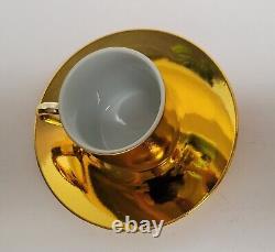 MCM Vintage 24K Gold Porcelain Demitasse Cup & Saucer Paper Label Made in Japan